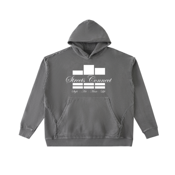 Raw-Seam Enzyme Washed Hooded Sweatshirt - Image 3