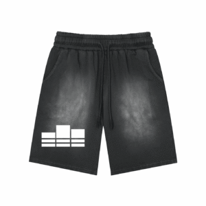 Rectangle Patch Monkey Washed Shorts  - 360 GSM