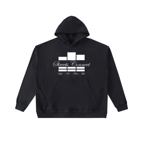 Raw-Seam Enzyme Washed Hooded Sweatshirt