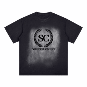 Square Patch Monkey Washed Drop Shoulder T-Shirt - 250 GSM