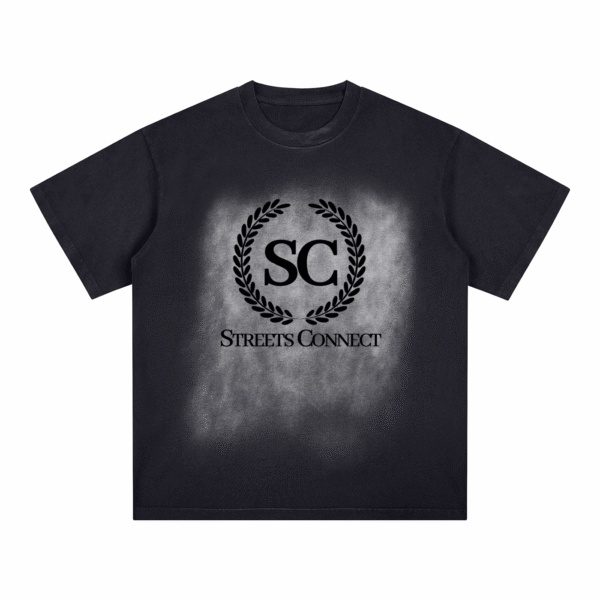 Square Patch Monkey Washed Drop Shoulder T-Shirt - 250 GSM
