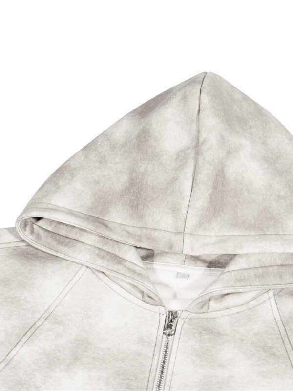 Dirty Washed Boxy Zip-up Fleece Hoodie - Image 9
