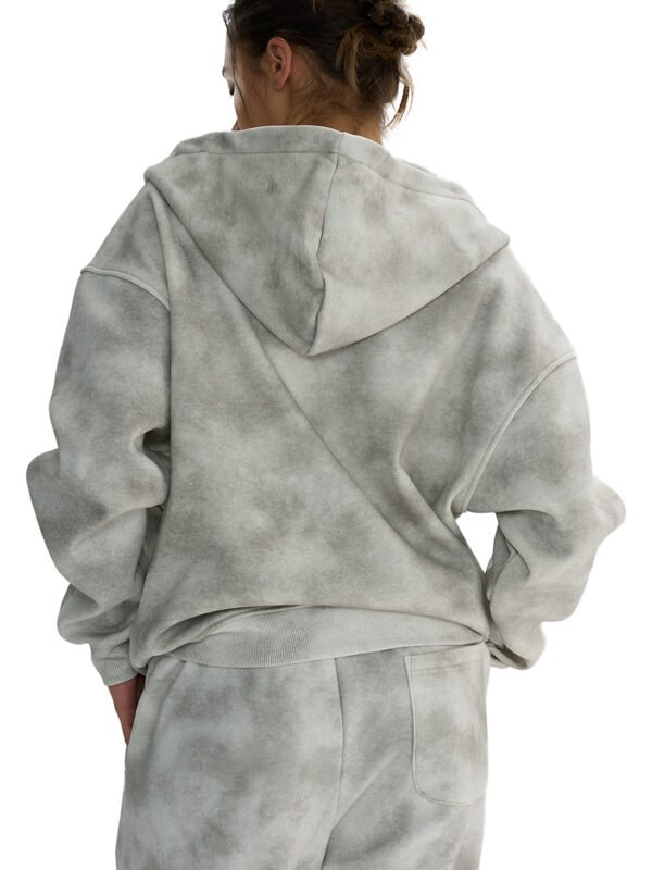 Dirty Washed Boxy Zip-up Fleece Hoodie - Image 8