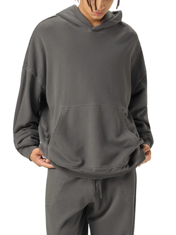 Raw-Seam Enzyme Washed Hooded Sweatshirt - Image 7