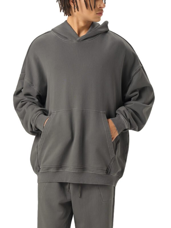 Raw-Seam Enzyme Washed Hooded Sweatshirt - Image 8