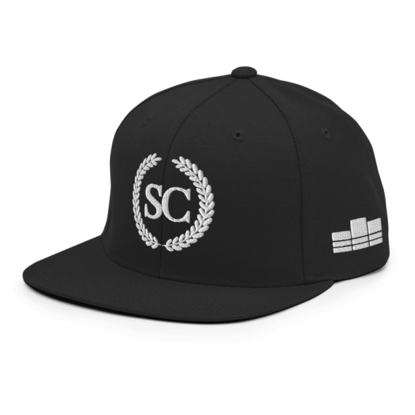 The Laurels Premium Snapback Hat - White on Black - Image 14
