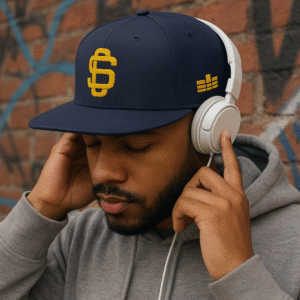 Streets League Premium Snapback Hat - Gold on Navy