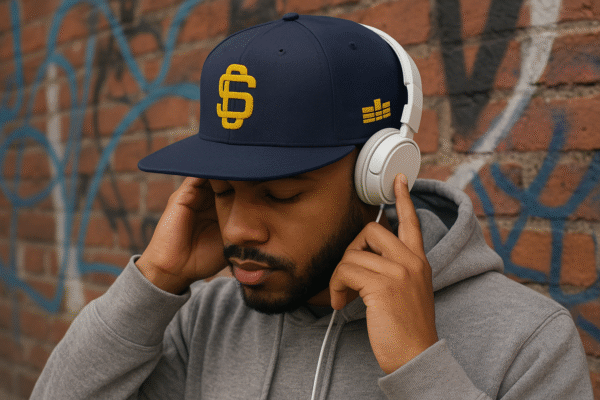 Streets League Premium Snapback Hat - Gold on Navy