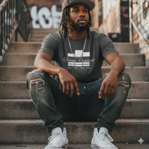 Dark Gray Classic Logo Streetwear T Shirt