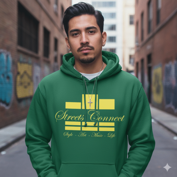 Classic Logo in Yellow on Green Heavyweight Hoodie - Image 7