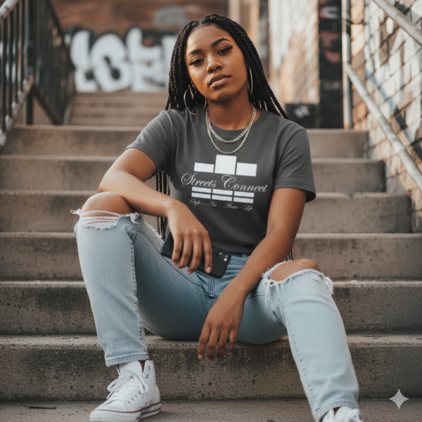 Dark Gray Classic Logo Streetwear T Shirt - Image 4