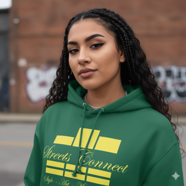 Classic Logo in Yellow on Green Heavyweight Hoodie - Image 5