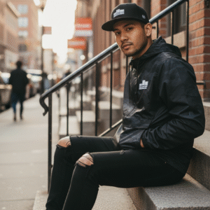 Black Camo Anorak Jacket