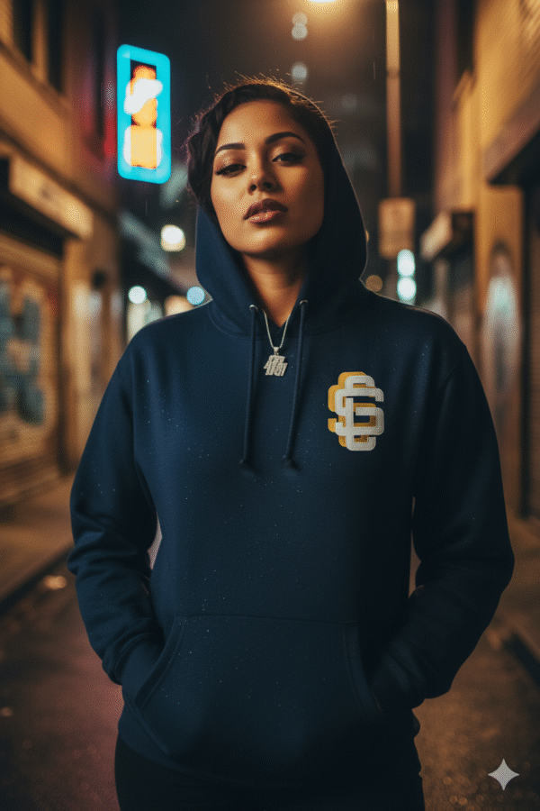 Interlock heavyweight pullover hoodie Gold/White Logo - Image 2