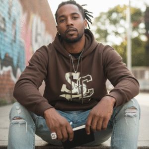 Crossover Logo In Cream on Chocolate Heavyweight Hoodie