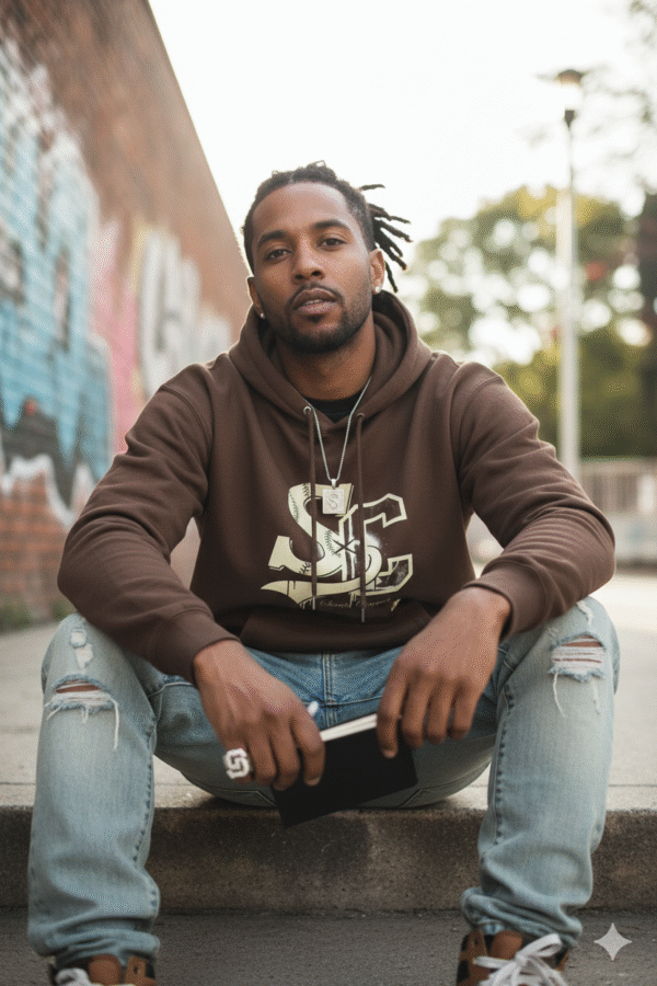 Crossover Logo In Cream on Chocolate Heavyweight Hoodie