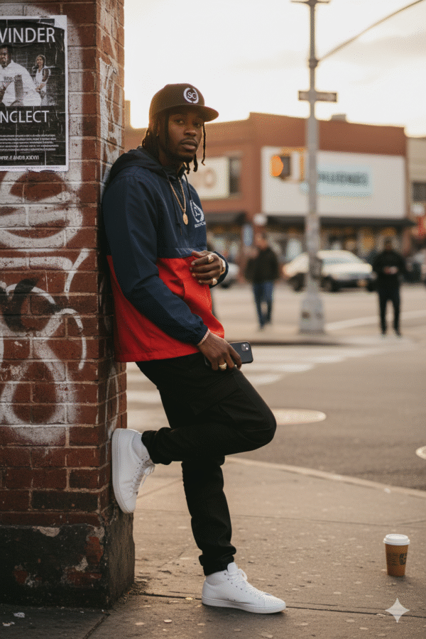 Laurels Lightweight Quarter Zip Pullover Windbreaker in Red/Navy - Image 4