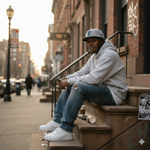 Streets Connect League Hat - Navy on Gray Snapback Hat
