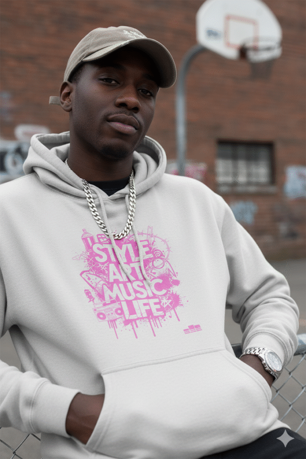 SAML Heavyweight Hoodie Pink on Bone - Image 4