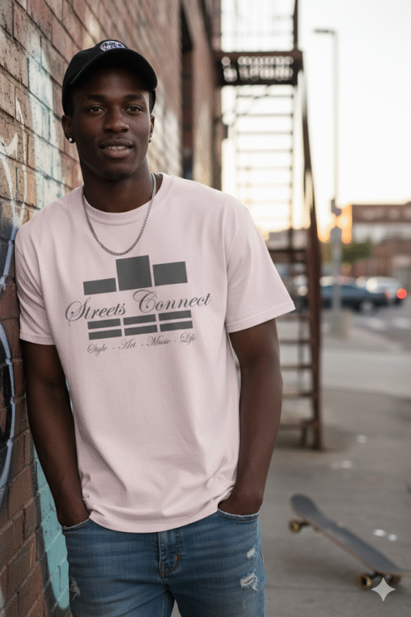 Classic Logo Gray on Pink Streetwear T Shirt