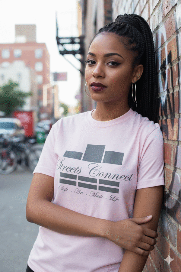 Classic Logo Gray on Pink Streetwear T Shirt - Image 2