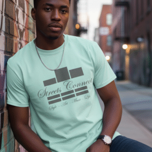 Classic Logo Gray On Celadon Streetwear T Shirt