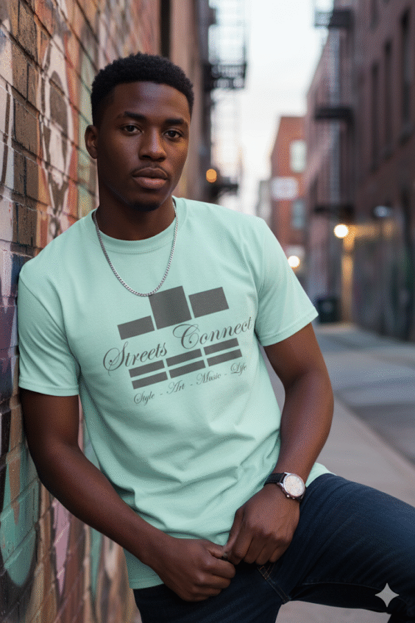 Classic Logo Gray On Celadon Streetwear T Shirt