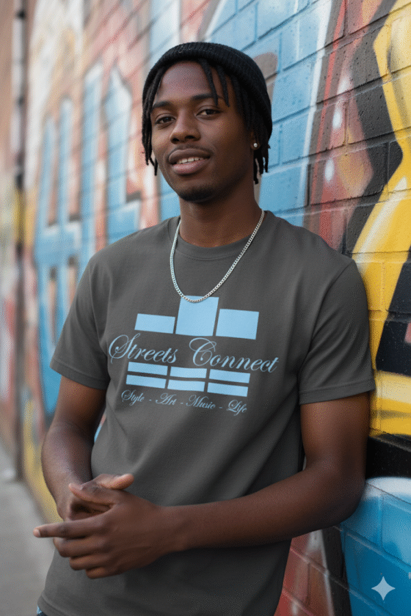 Classic Logo Sky on Gray Streetwear T Shirt - Image 3