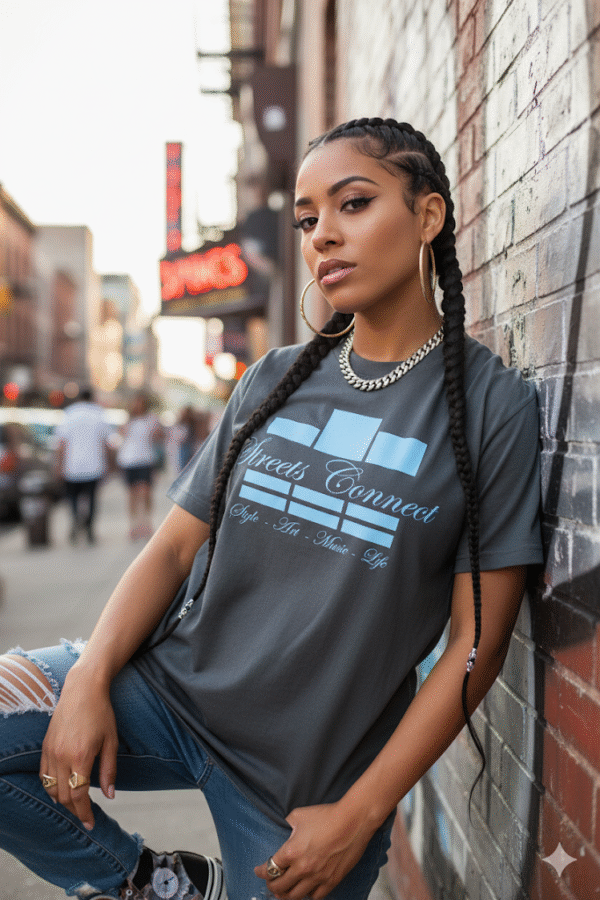 Classic Logo Sky on Gray Streetwear T Shirt