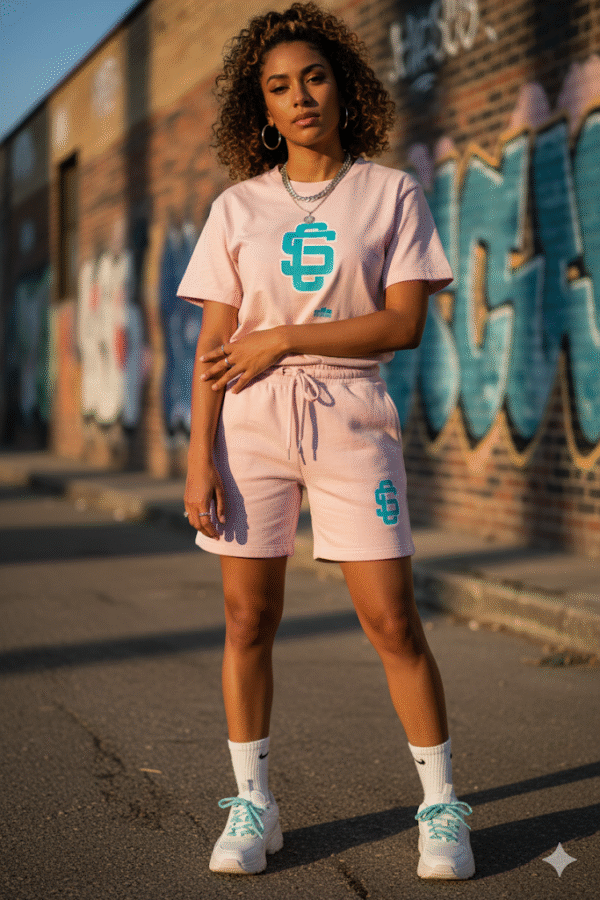 Teal Logo Classic Streetwear T Shirt In Pink - Image 4