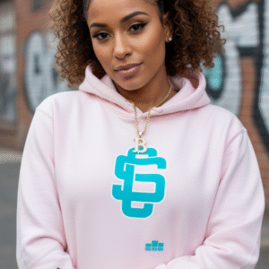 Teal Blue Logo Heavyweight Hoodie In Pink