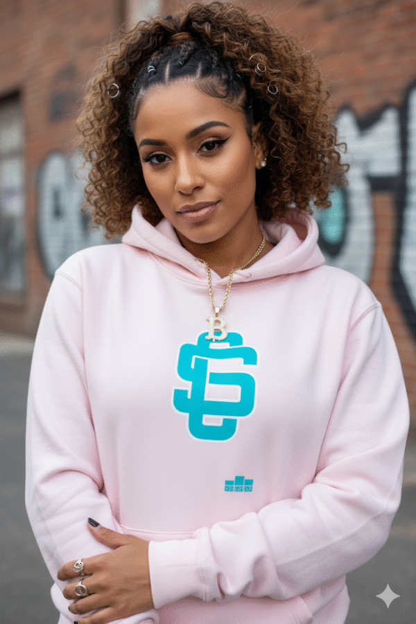 Teal Blue Logo Heavyweight Hoodie In Pink