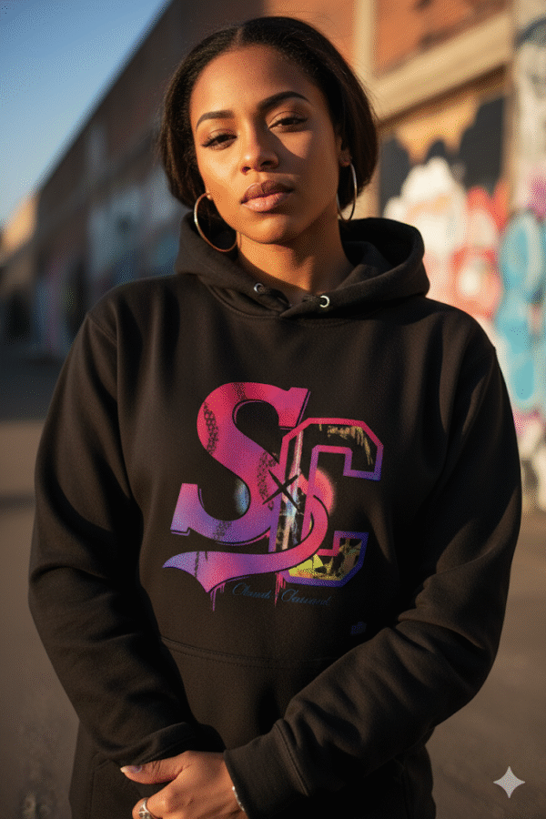 Crossover Logo Graff Mix On Black Heavyweight Hoodie - Image 3