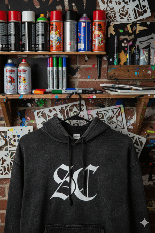 Gothic Style Mineral Wash Hooded Sweatshirt - Image 4