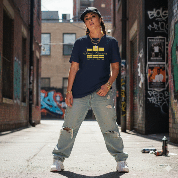 Classic Logo Gold On Navy Streetwear T Shirt - Image 3