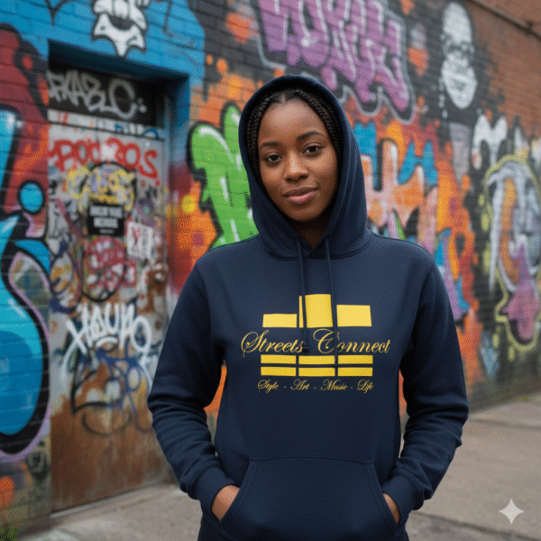 Classic Logo Gold On Navy Heavyweight Hoodie - Image 8