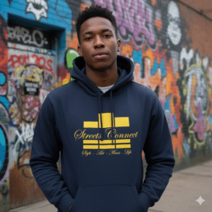 Classic Logo Gold On Navy Heavyweight Hoodie