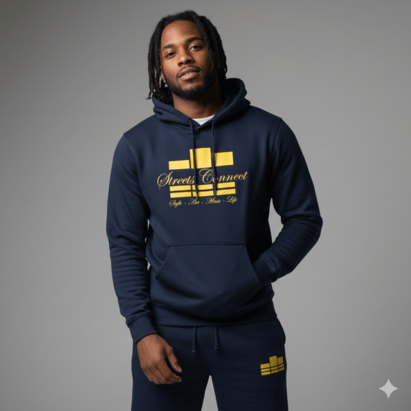Classic Logo Gold Yellow On Navy Midweight Fleece Shorts - Image 5