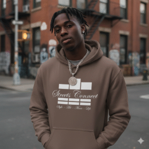 Classic Logo In White On Brown Avenue Pullover Hooded Sweatshirt