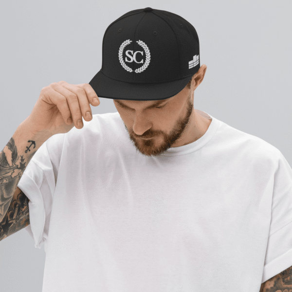 The Laurels Premium Snapback Hat - White on Black - Image 8