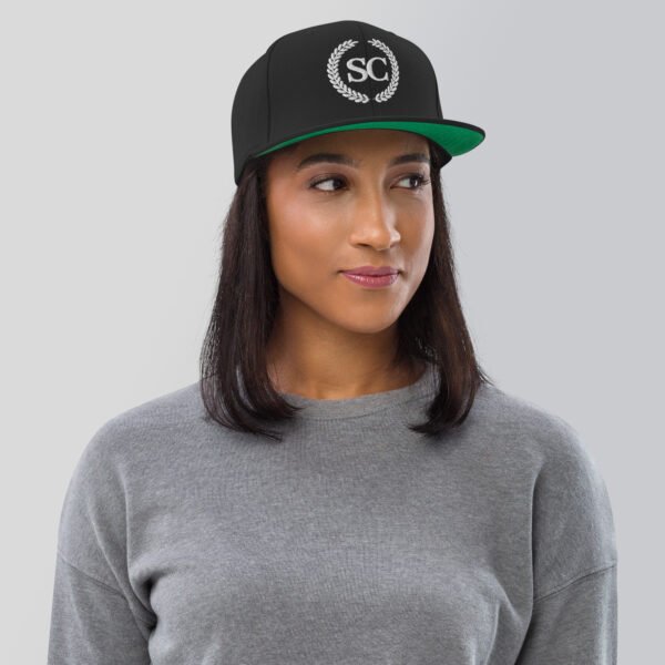 The Laurels Premium Snapback Hat - White on Black - Image 3
