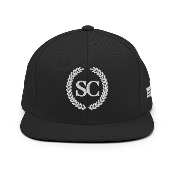 The Laurels Premium Snapback Hat - White on Black - Image 4