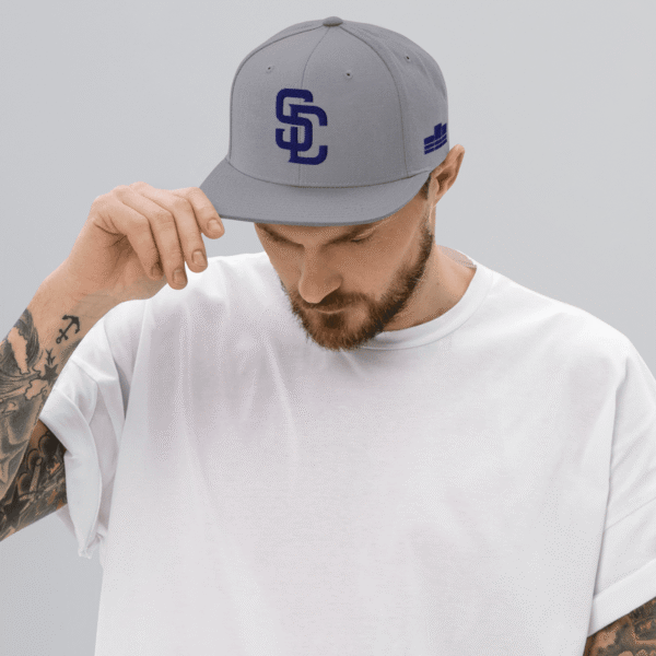 Streets Connect League Hat - Navy on Gray Snapback Hat - Image 8