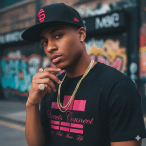 League Logo Raspberry On Black Premium Snapback Hat