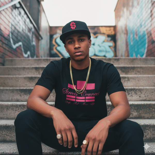 League Logo Raspberry On Black Premium Snapback Hat - Image 6