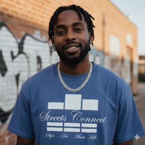 Classic Logo White On Mystic Blue Garment-dyed Heavyweight Tee