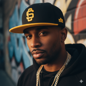 League Logo Gold On Gold & Black Premium Snapback Hat