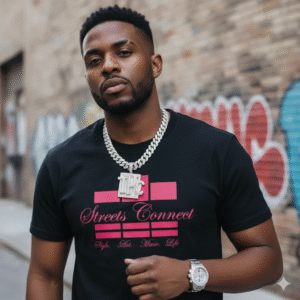 Classic Logo Raspberry On Black Garment-dyed Heavyweight Tee