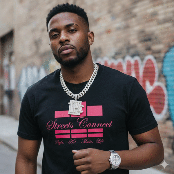 Classic Logo Raspberry On Black Garment-dyed Heavyweight Tee