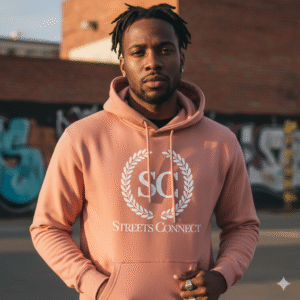 Laurels Logo White On Faded Rose Premium Heavyweight Hoodie